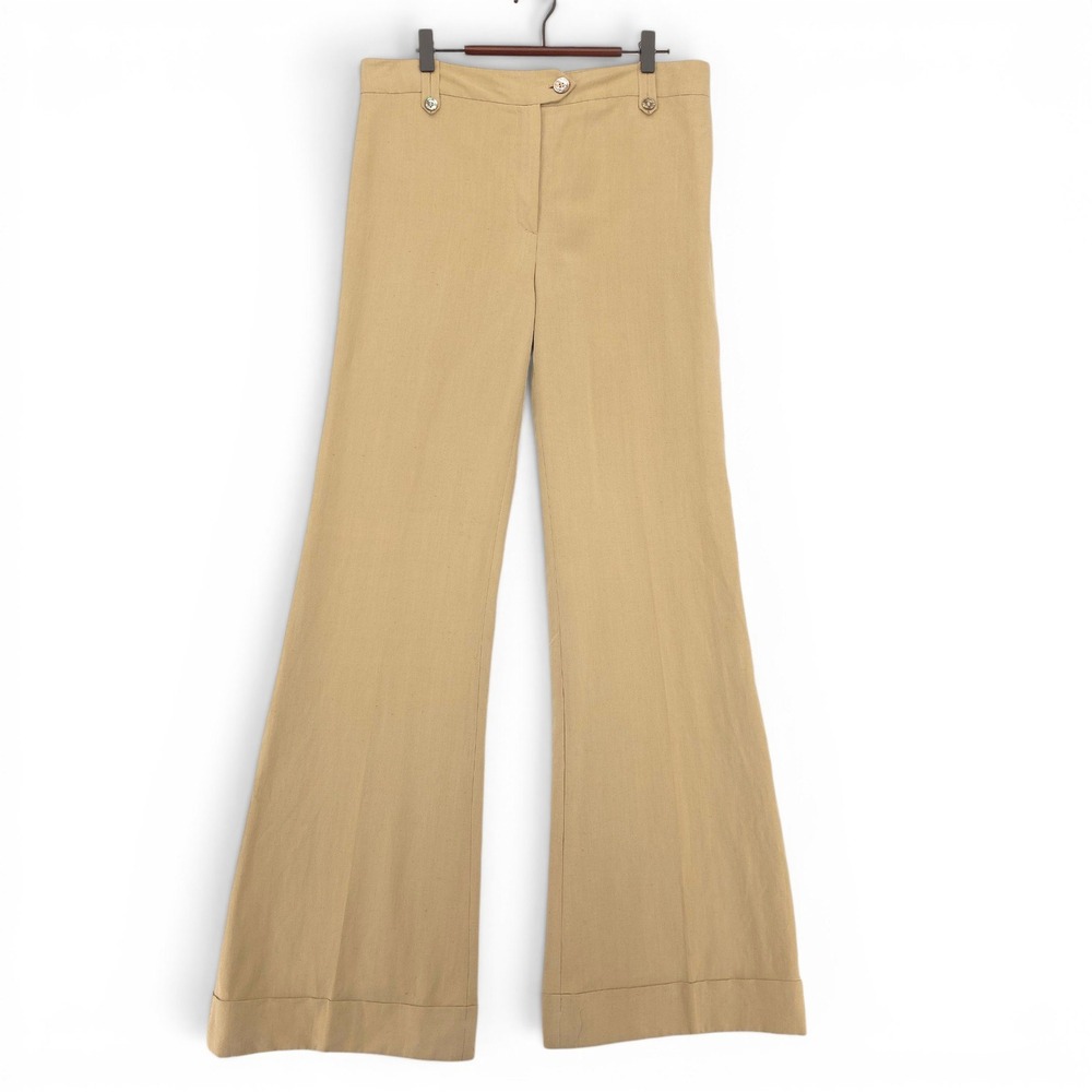 Bernard Zins Paris Womens 8 Linen Silk Wide Leg Dress Pants Tan 33.5 Waist
